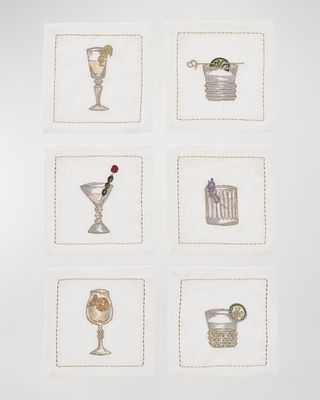 Assorted Drinks Cocktail Napkins, Set of 6