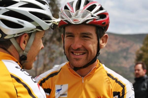 An elated Max Knox discusses the day with teammate Zahnd.