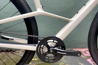 Detail of SRAM chainset fitted to Specialized Sirrus X 5.0 hybrid bike