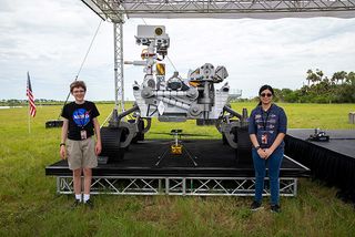 Students Alex Mather and Vaneeza Rupani were finalists in NASA's Name the Rover essay competition and were invited to watch the Mars 2020 launch from Cape Canaveral Air Force Station in Florida on July 30, 2020.