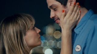 Kaley Cuoco as Sheila and Pete Davidson as Gary in an embrace in Meet Cute