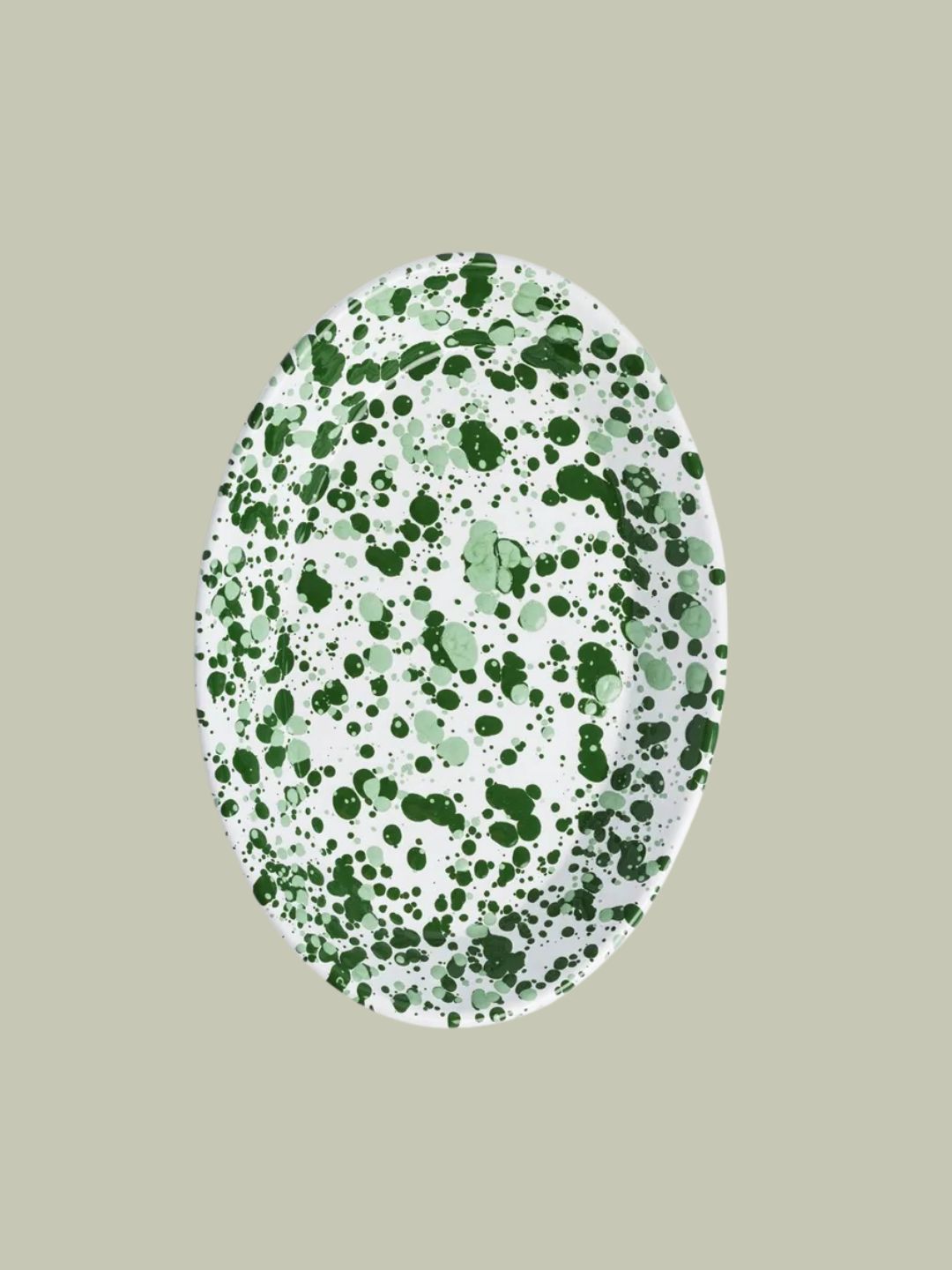 Daylesford, Splatter Oval Dish Green Enamel