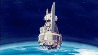artist's rendering of a satellite in Earth orbit