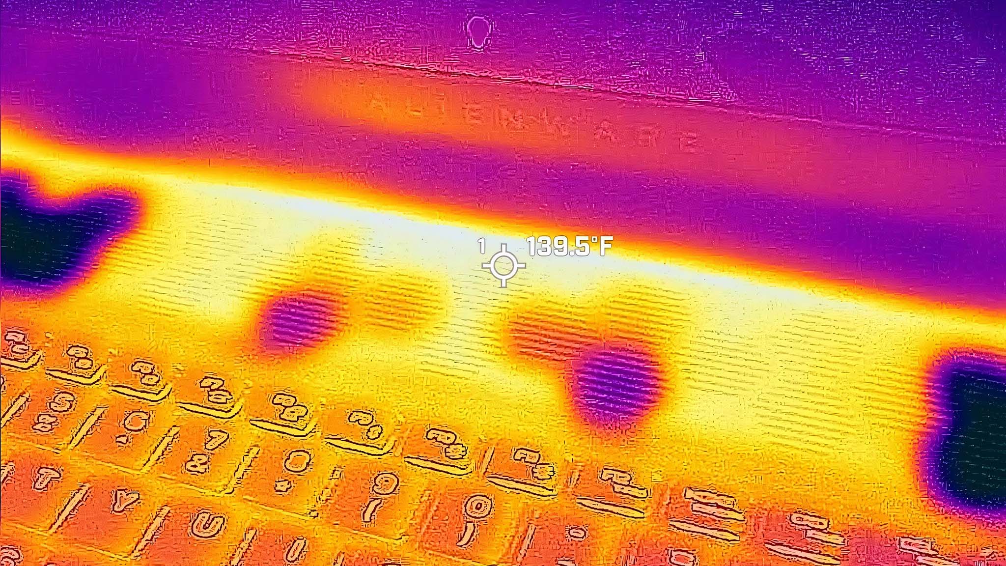 Alienware M18 R2 thermals above keyboard.