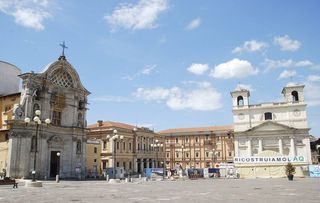 l'aquila square in italy two years after the devastating earthquake