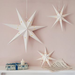 Lights4fun Paper Star Decoration Trio