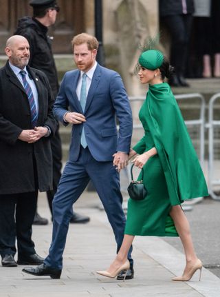 Prince Harry and Meghan Markle attend the Commonwealth Day service in green