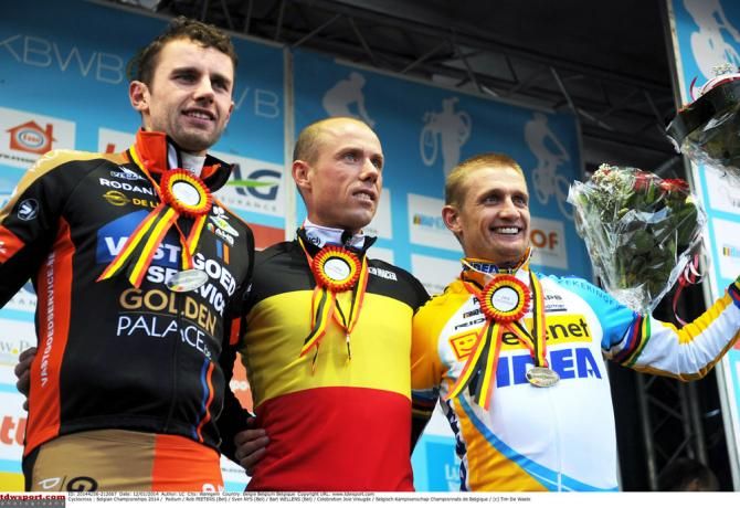 The men's podium at the Belgian championships