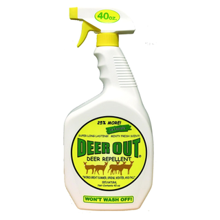 A spray bottle of deer repellent