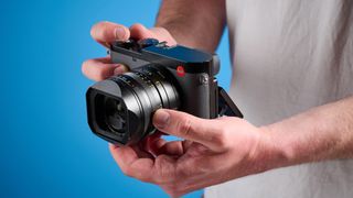 A black Leica Q3 43 camera