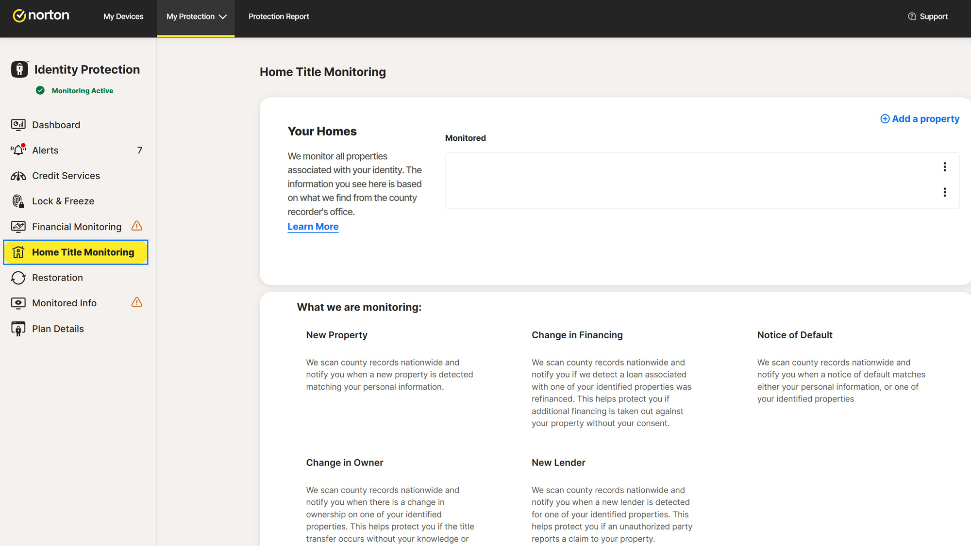 Screenshot of the LifeLock web interface