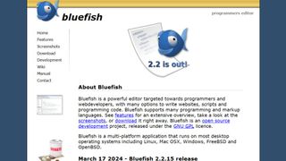 Bluefish website screenshot.