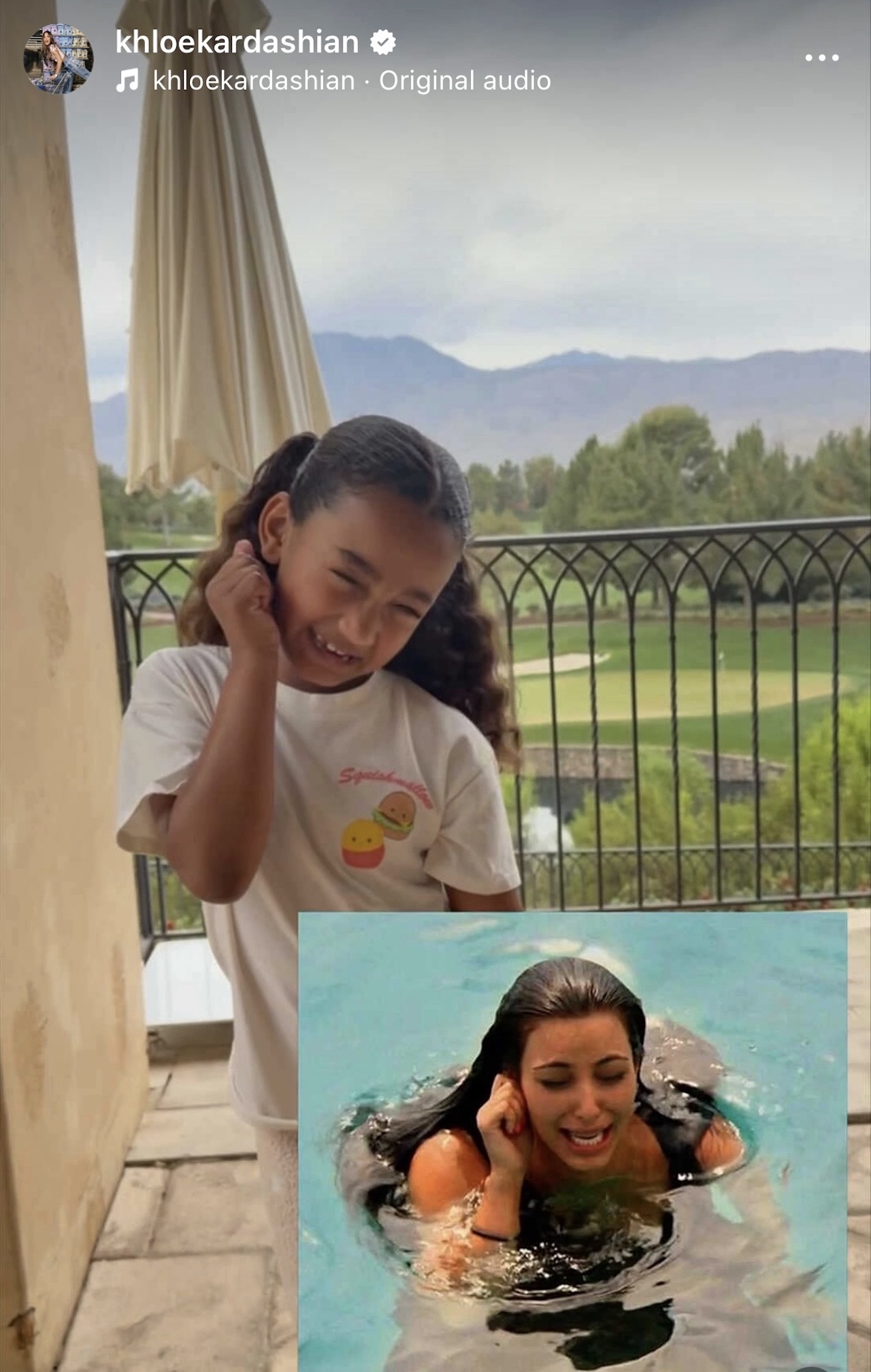 one of the Kardashian kids making fun of Kim Kardashian's earring moment