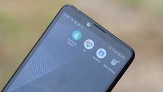 A close view of the Xperia 10 III's screen and speaker