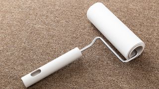 Lint roller on neutral carpet