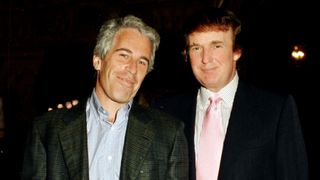 Jeffrey Epstein and Trump posing together at Mar a Lago in 1997
