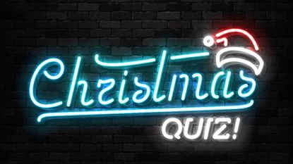 Illustration of neon lights saying "Christmas quiz!"