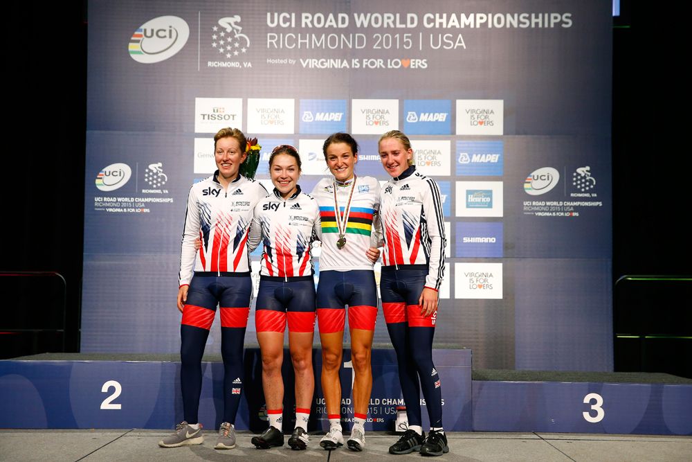 The British team on the podium at Worlds
