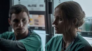Jessica Chastain and Eddie Redmayne in a still from The Good Nurse
