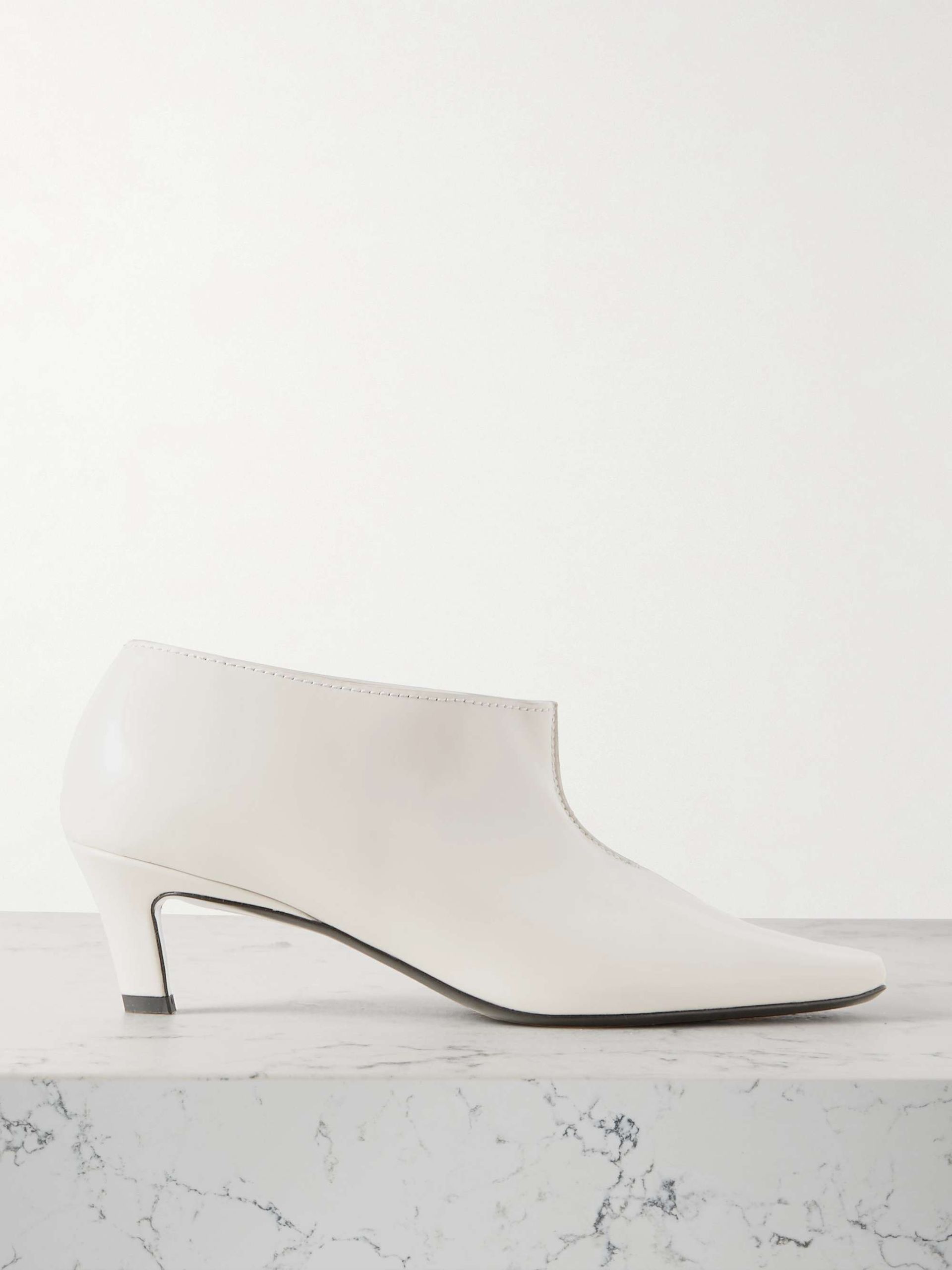 The Wide Shaft Glossed-Leather Ankle Boots