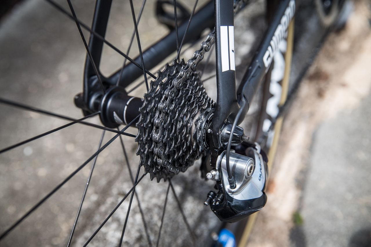A 11-28 cassette gives Coryn Rivera maximum flexibility for climbing and sprinting