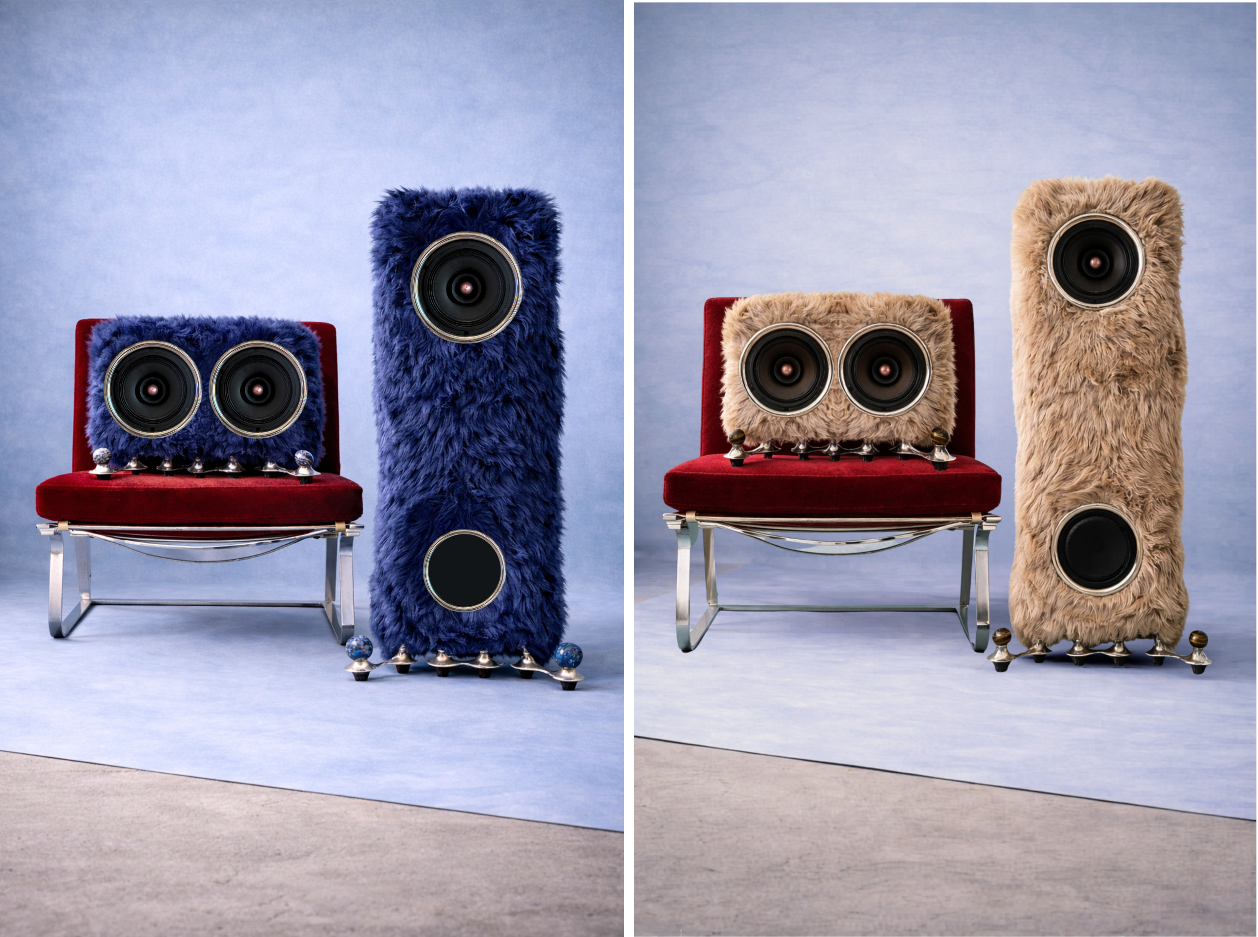 The Mane speakers in Cosmos and Dune colour schemes
