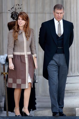 Princess Beatrice and Prince Andrew, Duke of York dressed formally to commemorate Queen Elizabeth II's 80th birthday on June 15, 2006