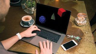 Web developer creating 3D shape graphics