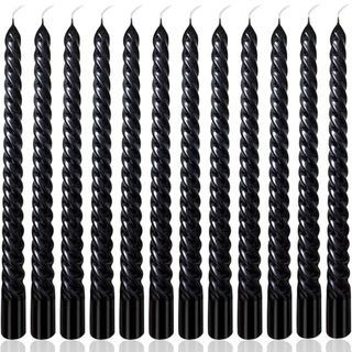 Black Spiral Taper Candles Set