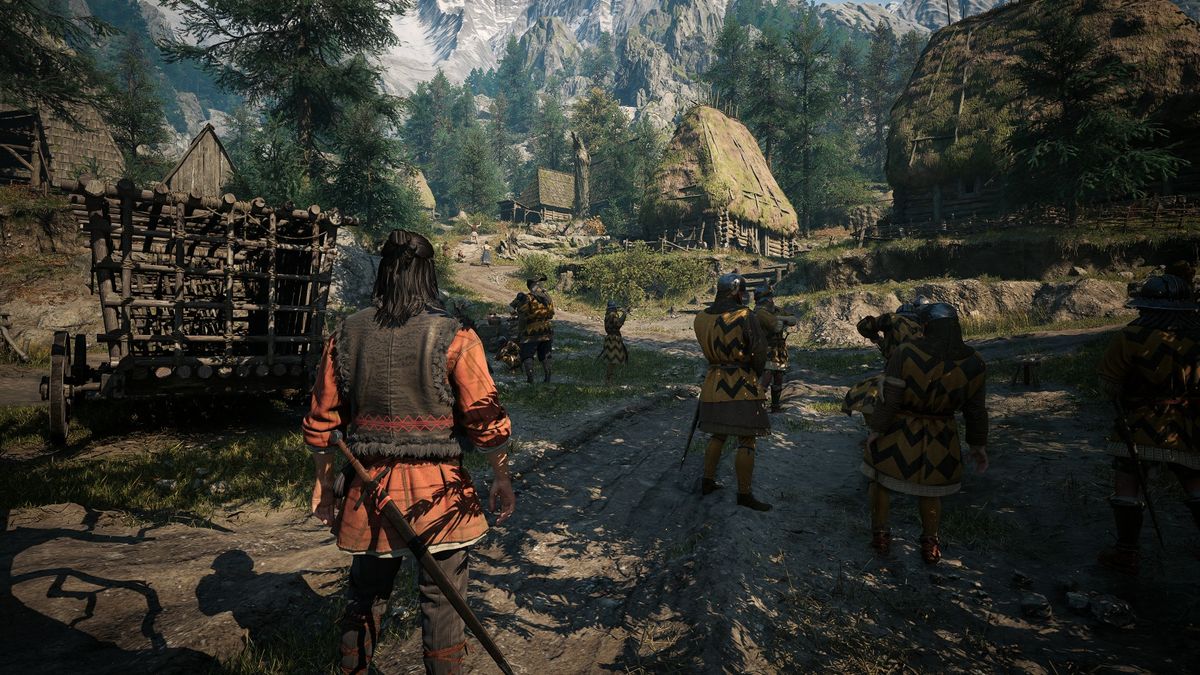 The Blood of Dawnwalker gameplay showing Coen exploring a village