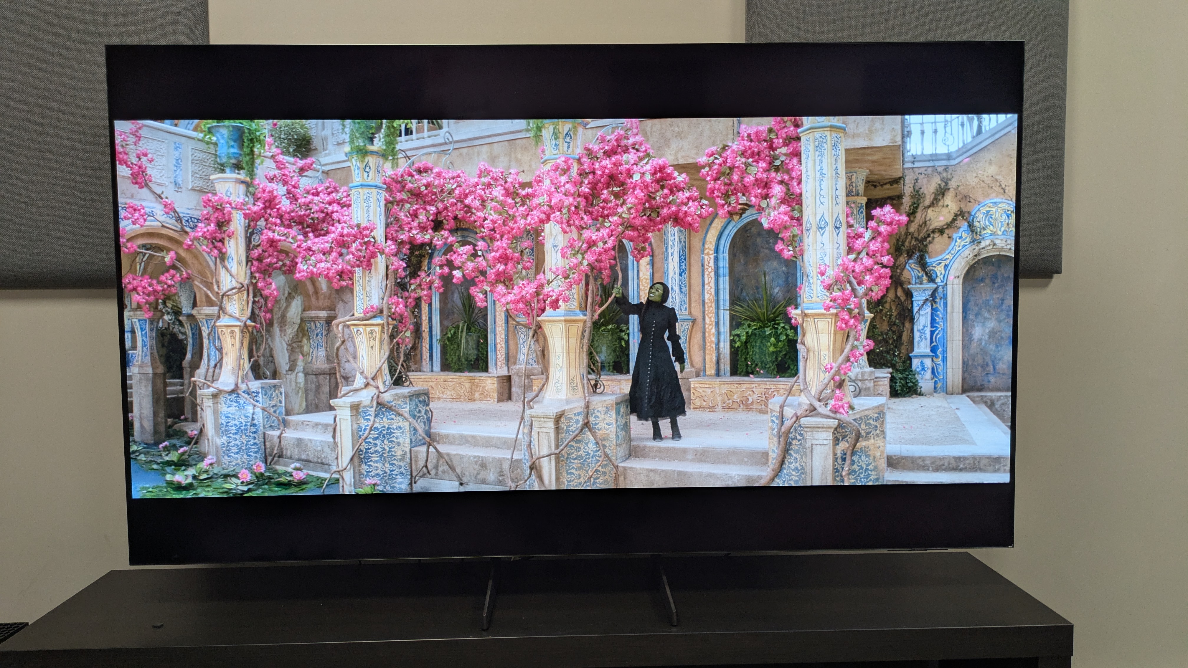 Samsung S85F with Elphaba from Wicked on screen