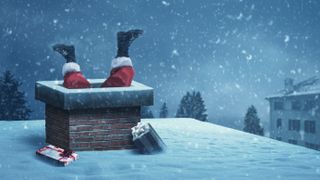Santa coming down the chimney