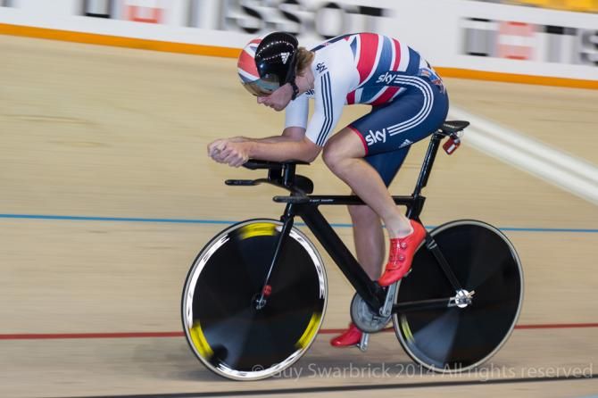 Jon Dibben (Great Britain) races in the men's omnium