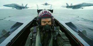 Tom Cruise flying jet in Top Gun: Maverick