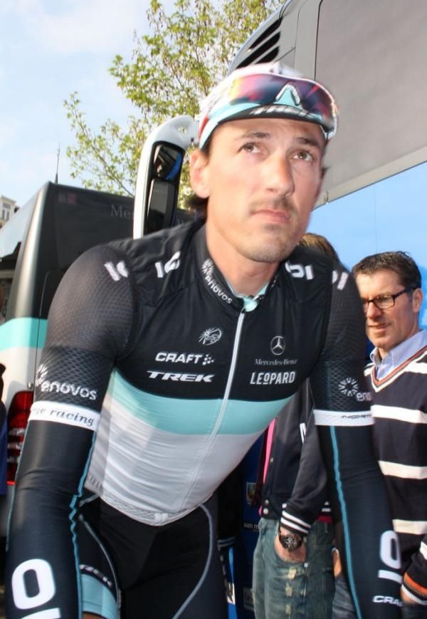 A pensive Fabian Cancellara heads to the start