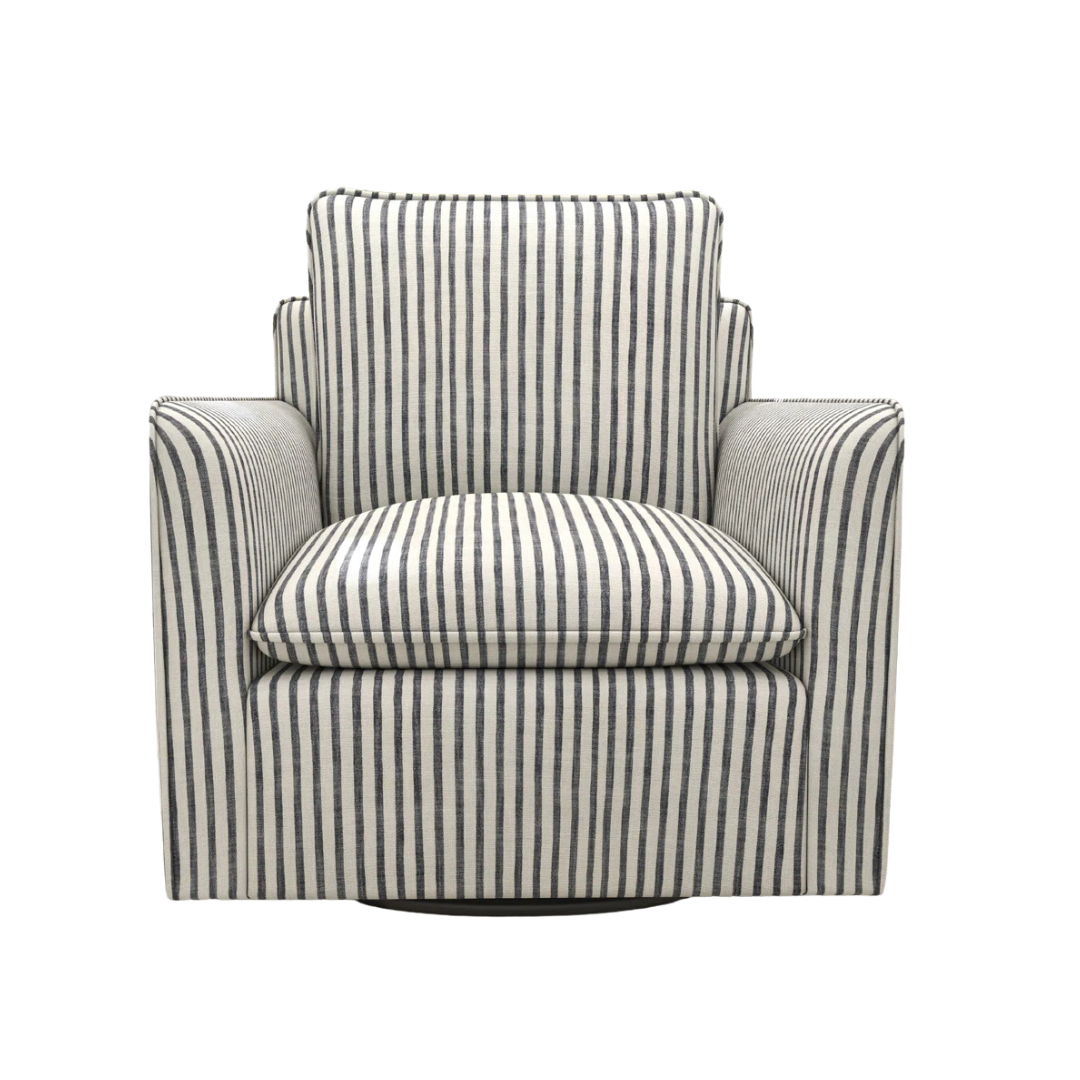 Ivy Bronx, Kandyn Soft Stripe Upholstered Swivel Barrel Chair