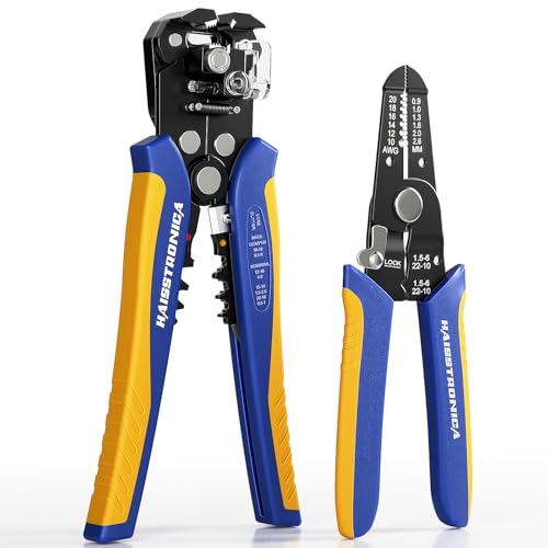 Haisstronica Wire Stripper Tool Set, 10-24 Awg Self-Adjusting &amp;amp; Manual, Heavy Duty Electrical Wire Strippers for Electronics Repair, Electrician Wiring, Diy Projects