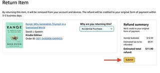 How to get a refund for a Kindle book purchase from the web
