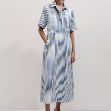 ME+EM Blue Striped Utility Dress