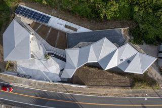 japanese house with angular roof seen from above