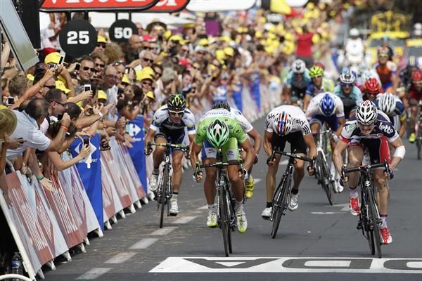 Greipel's winning margin over Sagan was miniscule