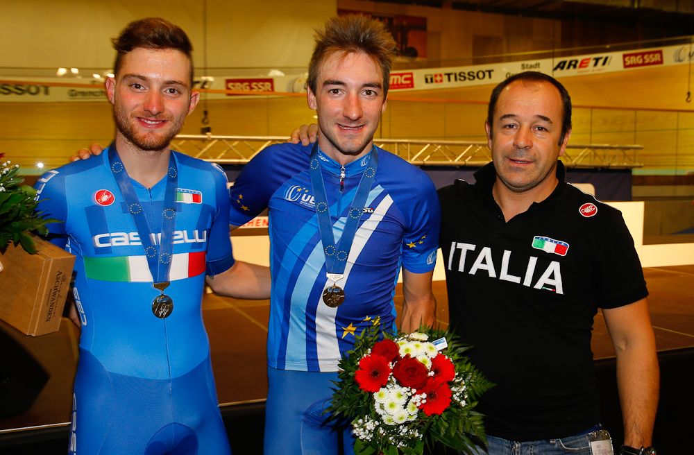Italians Simon Consonni, Elia Viviani and Macro Villa