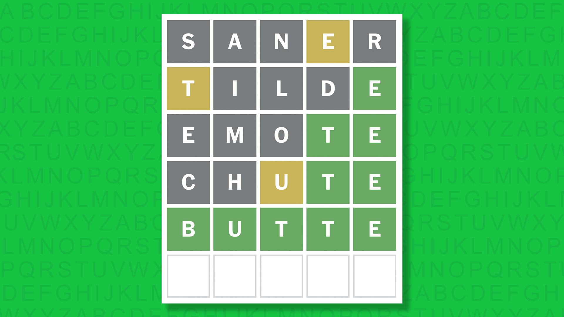 NYT Wordle answers for game 1853 on a green background