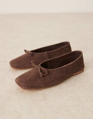 Asos Design Landmark Suede High-Vamp Ballets in Brown