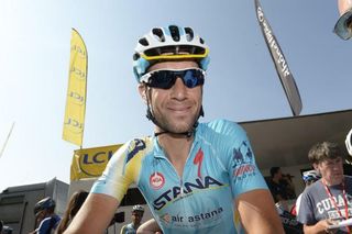 A smiling Vincenzo Nibali (Astana) at the start of the stage