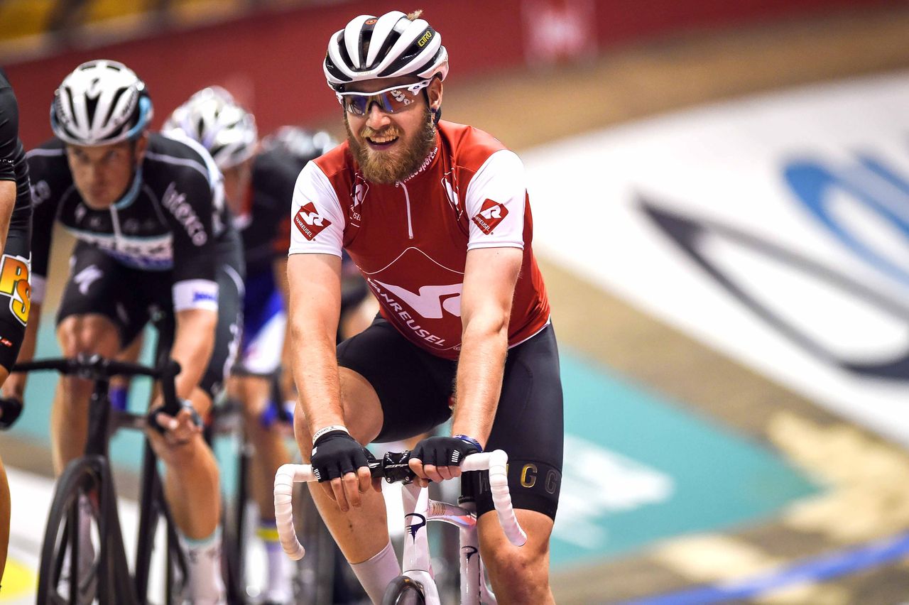 Britain's Chris Lawless shows off his beard
