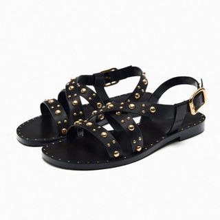 zara black studded sandals