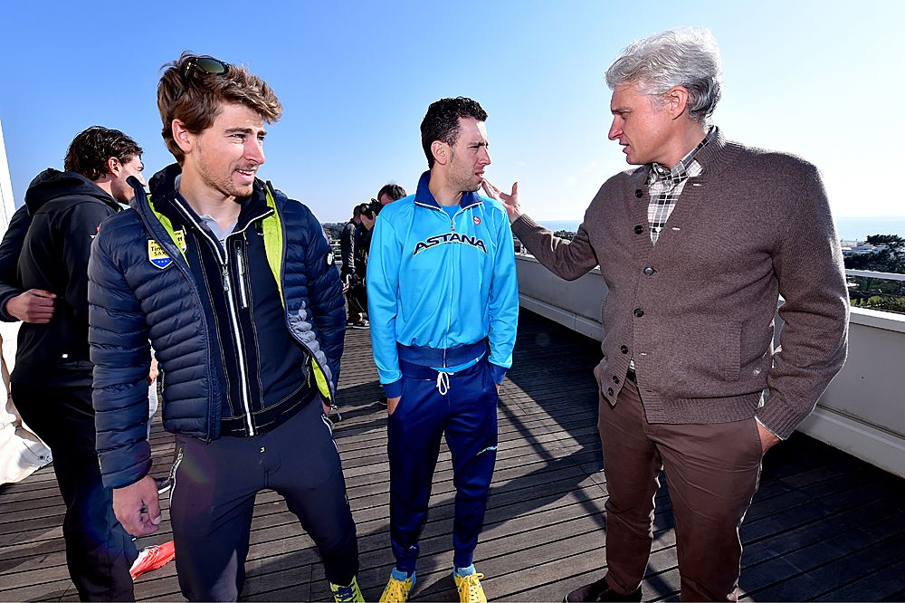 Peter Sagan and Vincenzo Nibali with Oleg Tinkov