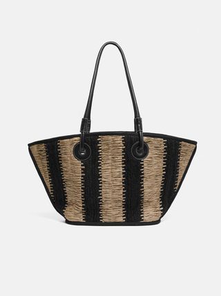 Raffia Stripe Tote | Beige