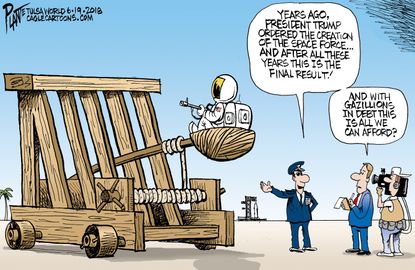 Political cartoon U.S. Trump Space Force